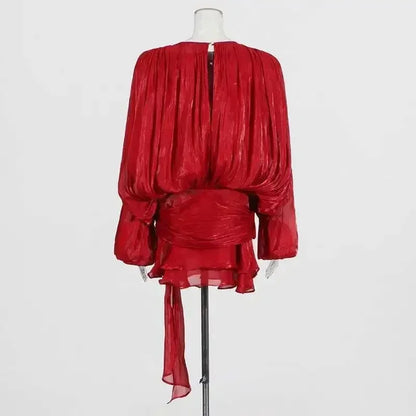 Women's A-Line Mini Dress with Long Sleeves & Empire Waist