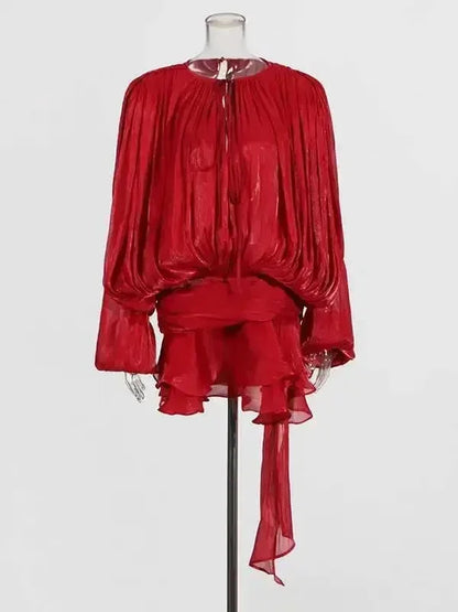 Women's A-Line Mini Dress with Long Sleeves & Empire Waist