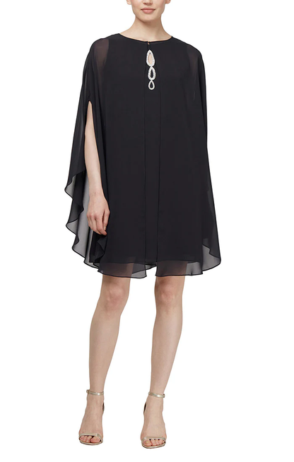 SL Fashions 112806 Short Sleeveless Chiffon Dress