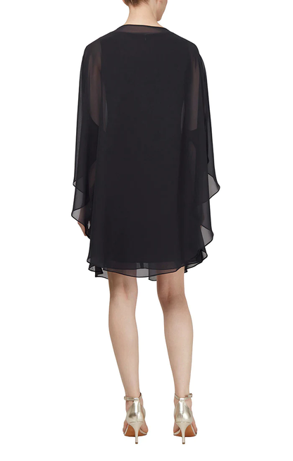 SL Fashions 112806 Short Sleeveless Chiffon Dress