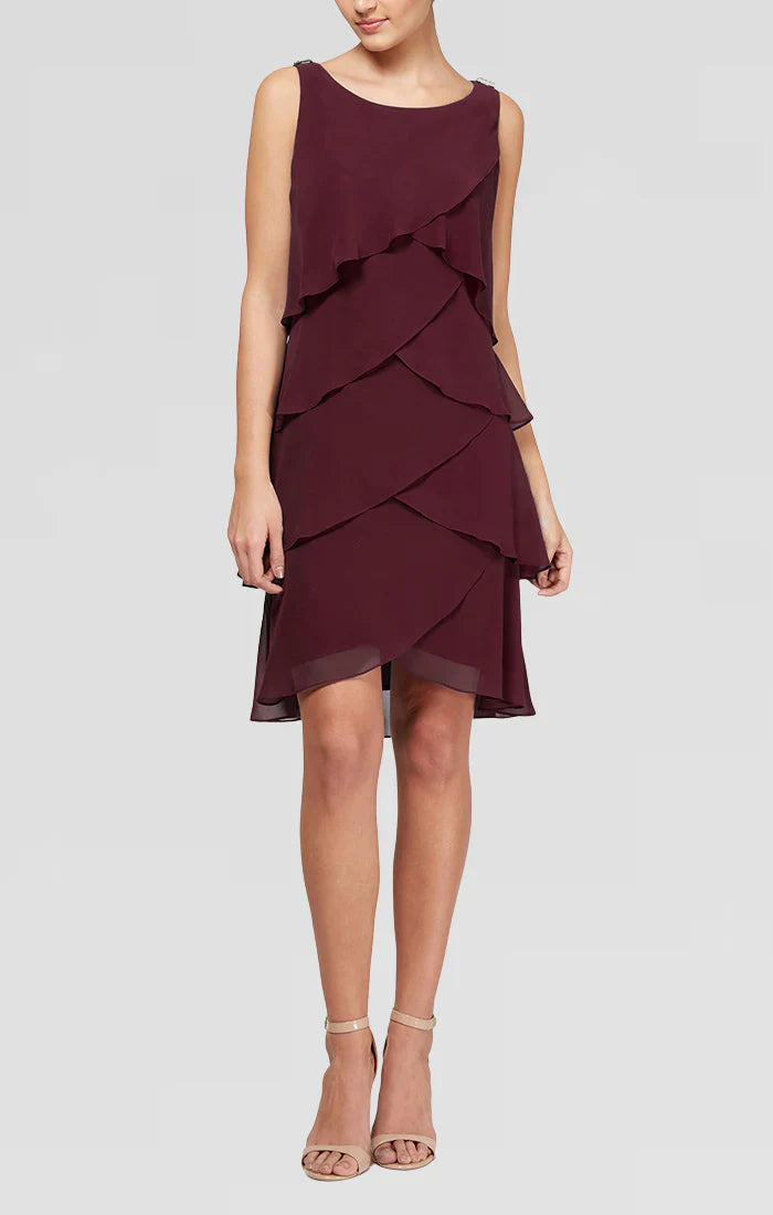 SL Fashions 414044 Tiered Short Cocktail Dress