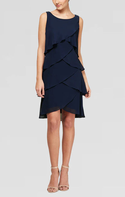 SL Fashions 414044 Tiered Short Cocktail Dress