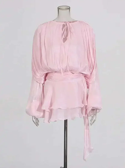 Women's A-Line Mini Dress with Long Sleeves & Empire Waist