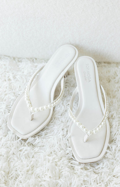 Selena Ivory Pearl Detail Thong Heels