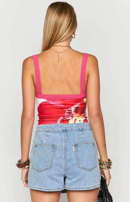 Shelby White Orchid Print Cami