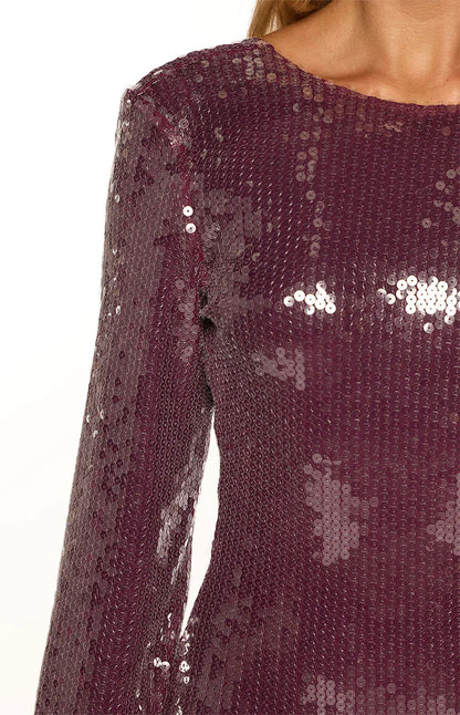 Steevy Purple Sequin Long Sleeve Mini Dress
