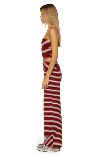 Vaeda Burgundy Stripe Strapless Tube Top