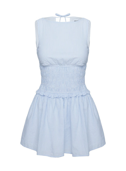 Yennifer Shirred Mini Dress Blue / White Tall