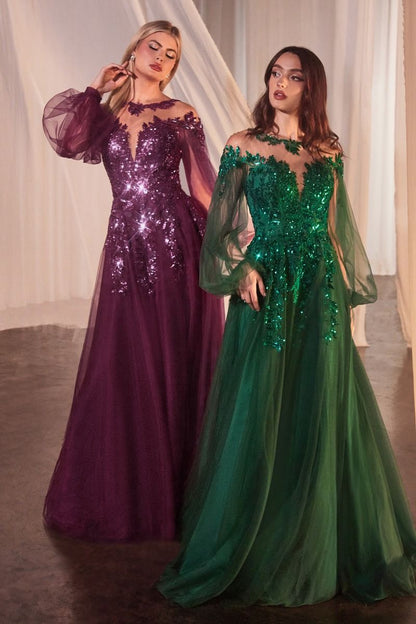 Andrea & Leo A1263 Long Sleeve Formal Sequin Dress