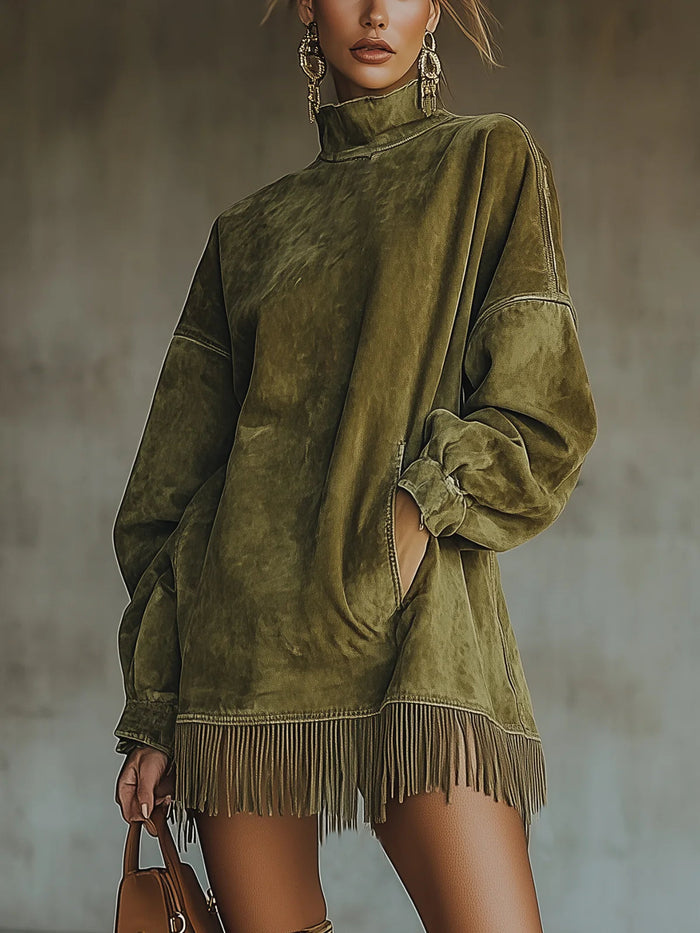 Amalia · High Neck Dress with Fringes