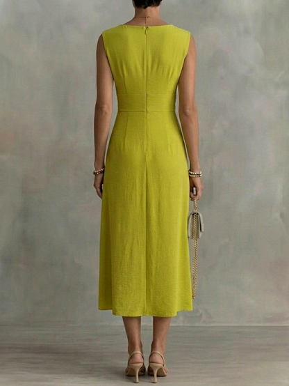 Augustine · Midi dress with thin straps and belted waist