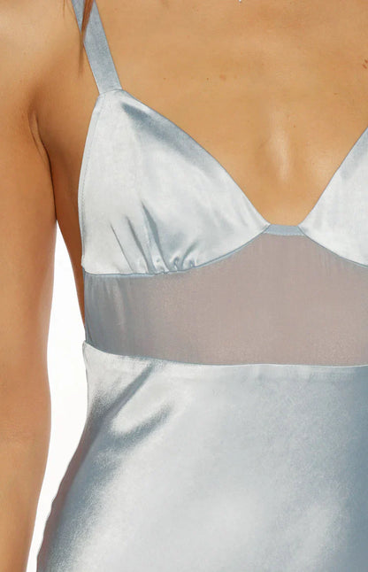 Ava Light Blue Satin Formal Maxi Dress