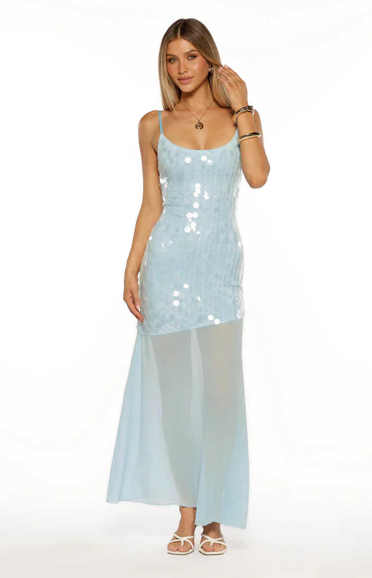Belinda Light Blue Sequin Maxi Dress