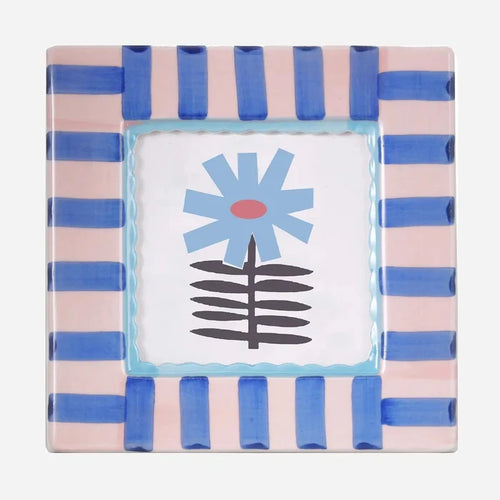 Blue floral stripe frame