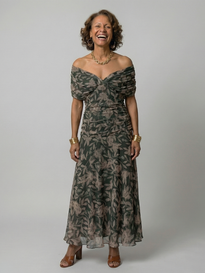 Calen | Off Shoulder Flow Midi Dress