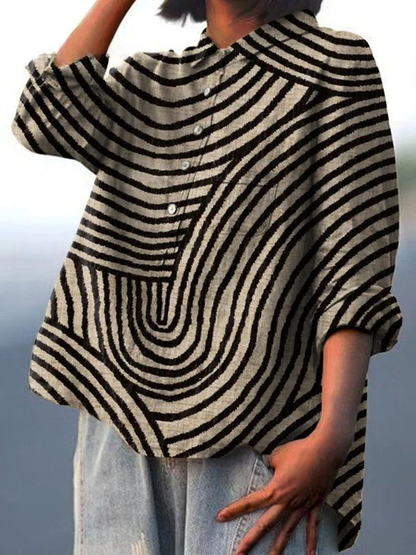 Cecelia | Casual Shirt with Circular Line Print for Women