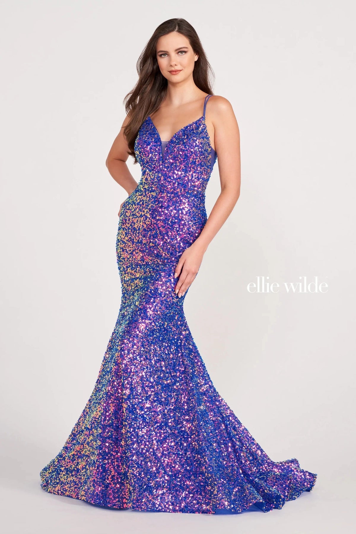 Ellie Wilde EW34016 Long Mermaid Sequin Formal Prom Gown