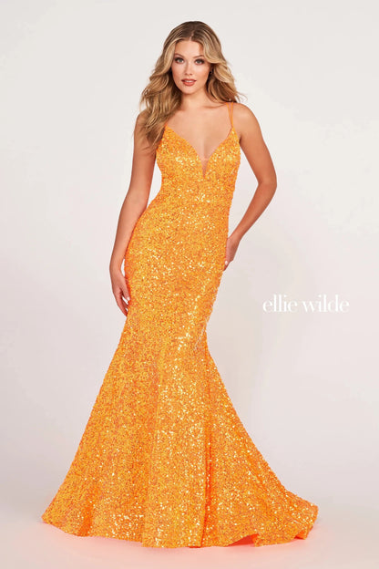 Ellie Wilde EW34016 Long Mermaid Sequin Formal Prom Gown