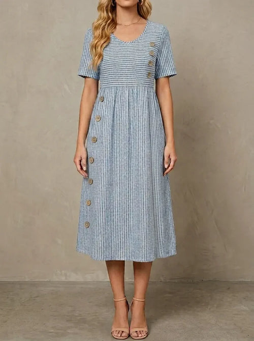 Françoise · Striped midi dress, loose fit and gathered