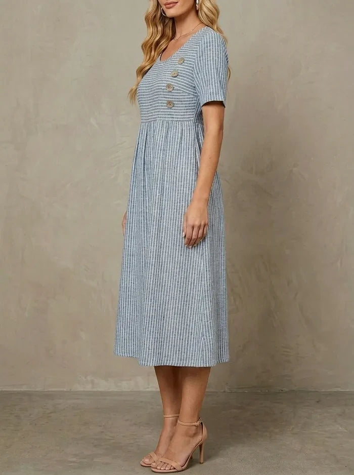 Françoise · Striped midi dress, loose fit and gathered