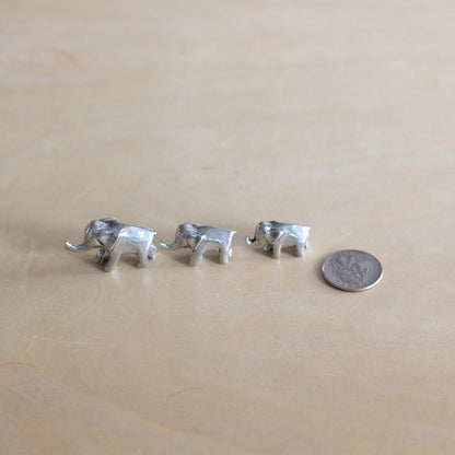 Handmade Pewter Mini Figurines | 3 pc. Elephant Set image 4