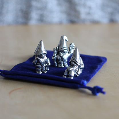 Handmade Pewter Mini Figurines | 3 pc. Gnome Set image 2