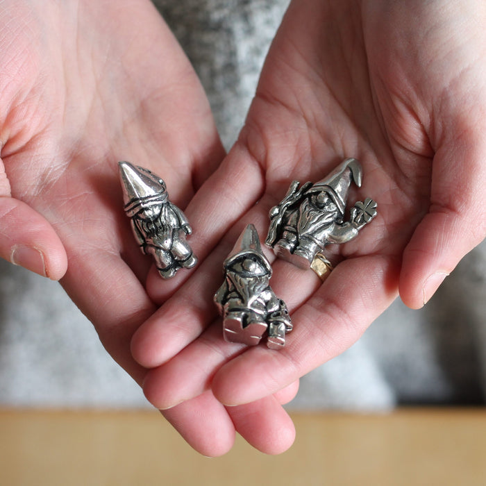 Handmade Pewter Mini Figurines | 3 pc. Gnome Set image 3
