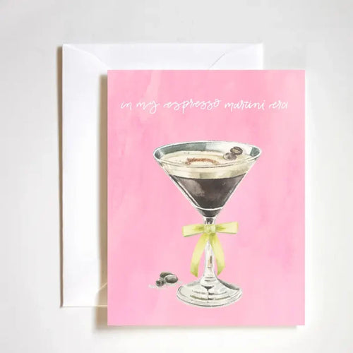 "Espresso Martini Era Card" – Hand-lettered greeting card with cocktail theme and luxe texture

"Trendy Coffee Cocktail Card" – Boutique A2 card featuring espresso martini art and playful vibe

"In My Era Stationery" – Stylish, hand-painted card perfect for cocktail lovers and besties