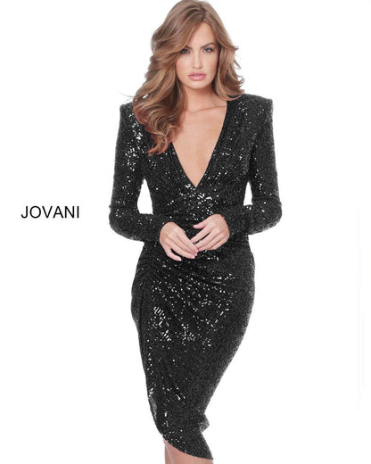 Jovani 04257 Formal Long Sleeve Cocktail Dress