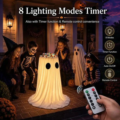 Large-Capacity Lighted Halloween Ghost Candy Bowl