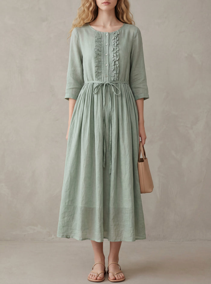 Odette · Midi Dress with Adjustable Lace-Up Waist