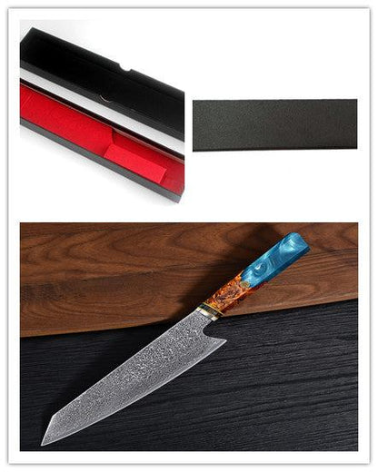 Pattern kitchen knife with 8-inch patterned high-carbon stainless steel blade and ergonomic pakkawood handle