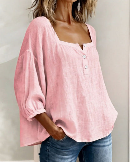 Square Neck Lantern Sleeve Shirt