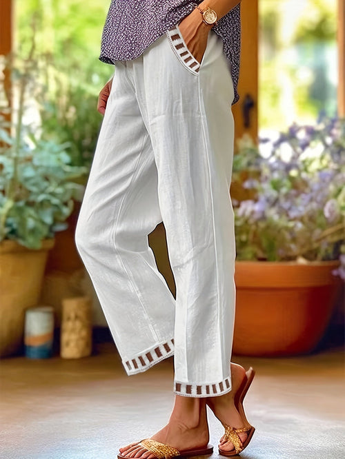 Wren – Relaxed Cropped Pants with Contrast Details